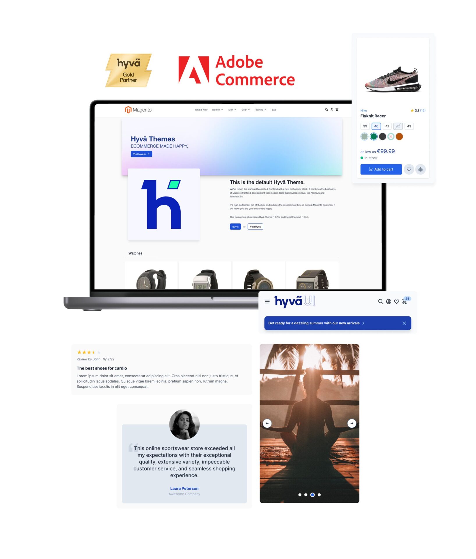Image promotionnelle pour Hyvä et Adobe Commerce.