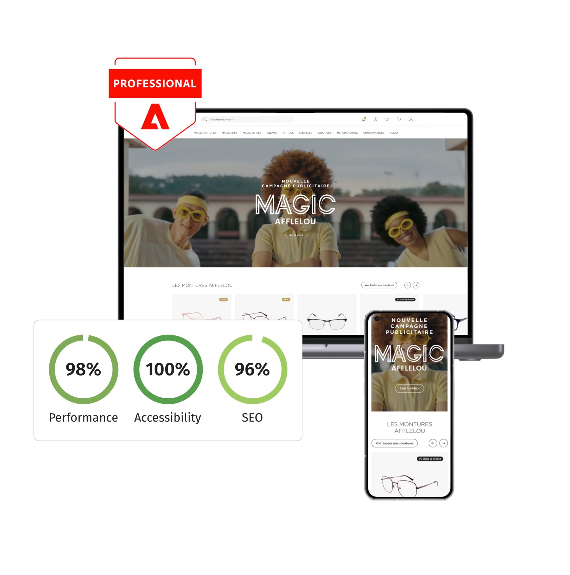 Image promotionnelle pour la page Adobe Commerce.