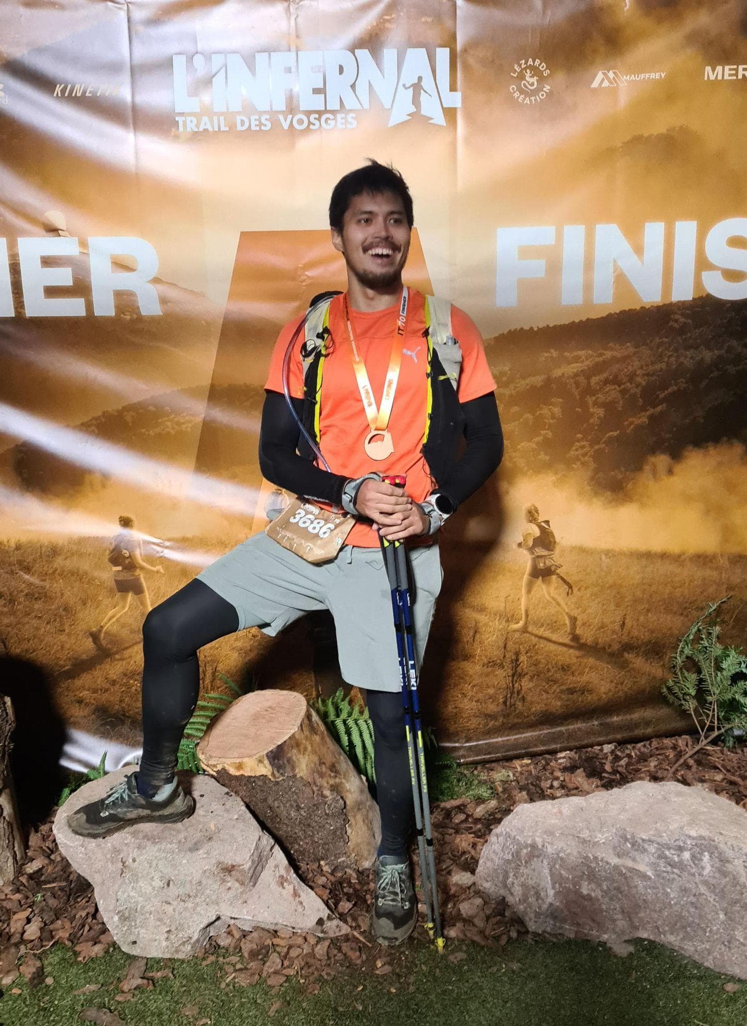 Photo d'Arthur pendant son Infernal trail des Vosges.