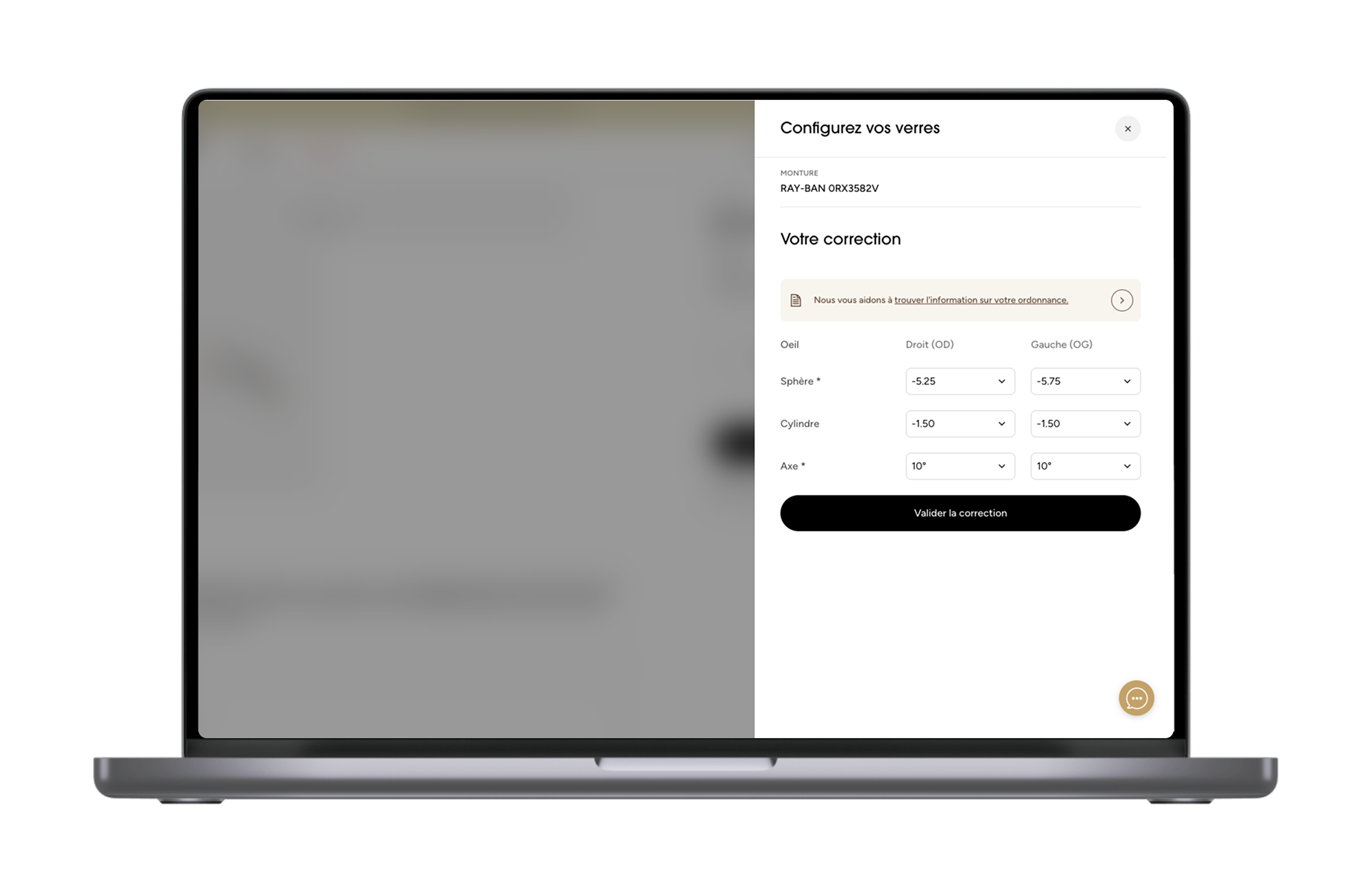 Image du configurateur de verres sur mesure Afflelou.